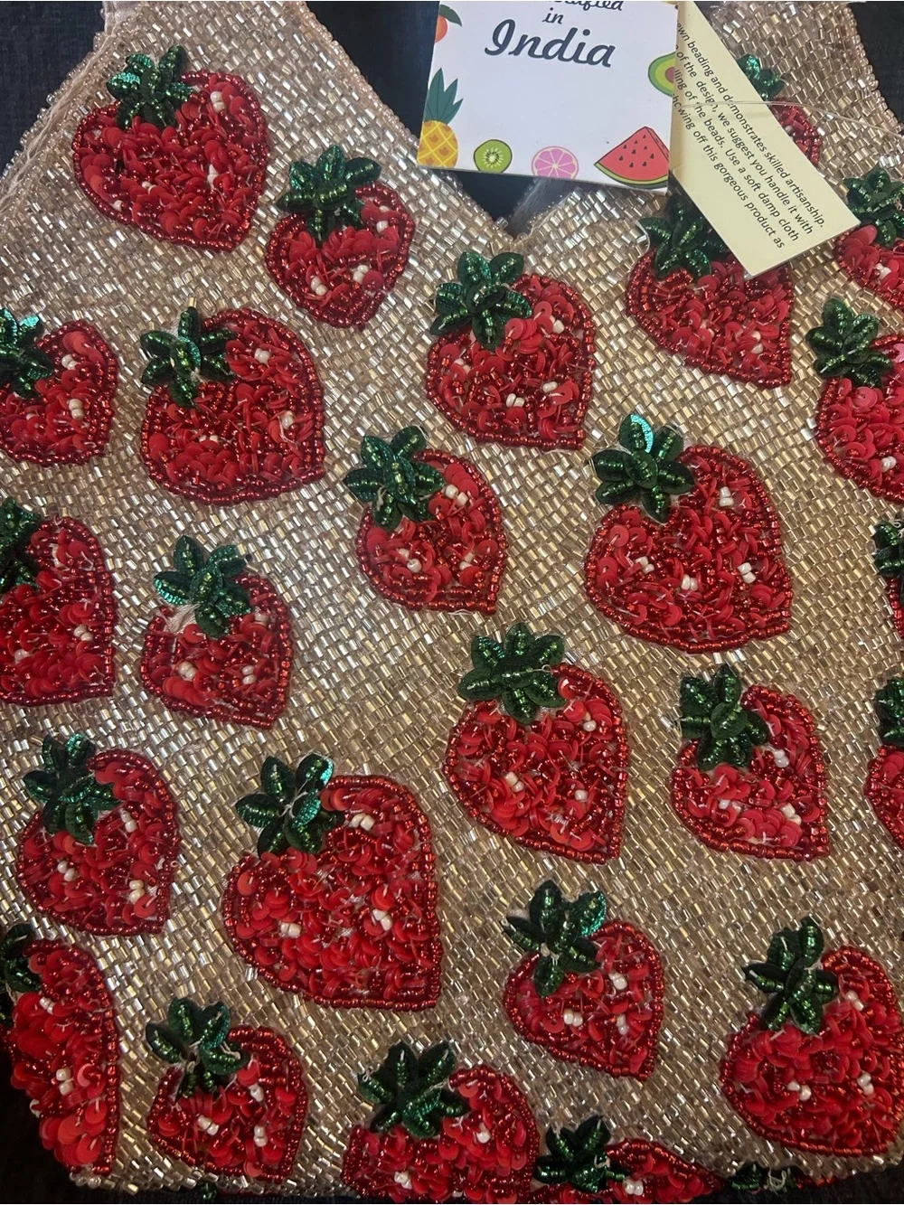 Viral Beaded strawberry handbag